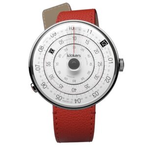 klokers red grained leather strap