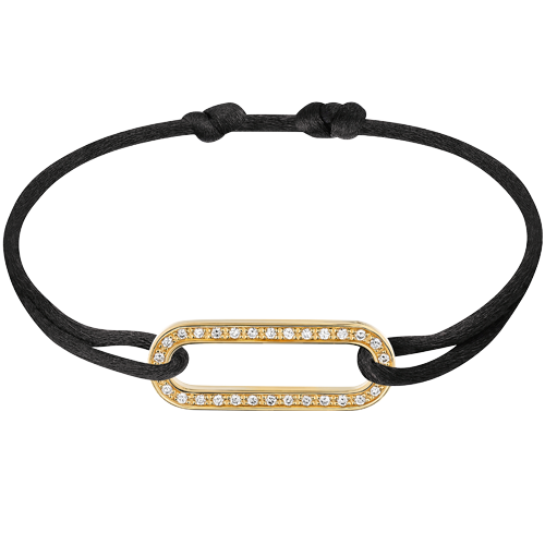Bracelet sur cordon noir - Or jaune - Diamant - Royale - Arthus