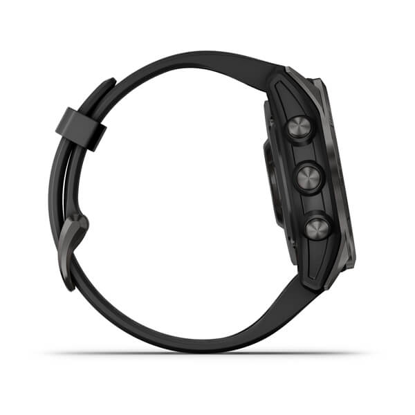GARMIN fēnix® 7S Pro Sapphire Solar Edition Titane avec revêtement en  Carbon Gray DLC et bracelet noir
