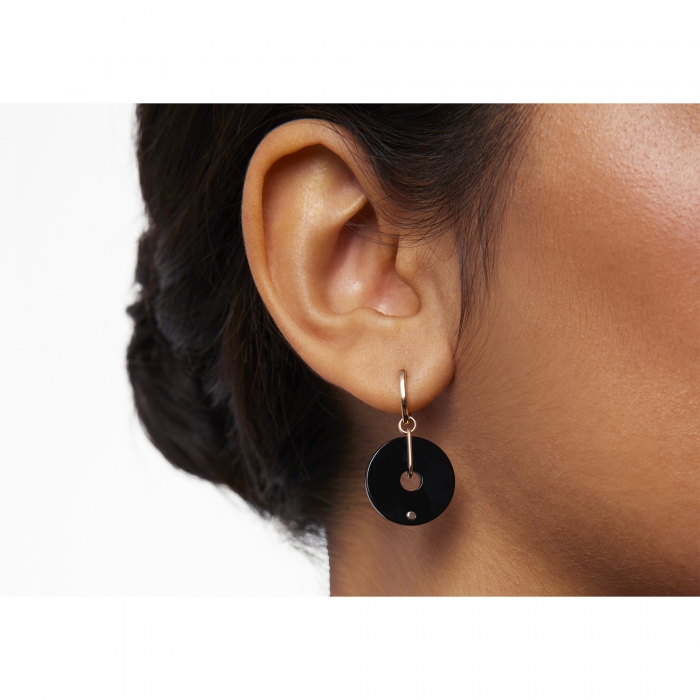Boucles d'Oreille Ginette NY DONUT ONYX HOOPS