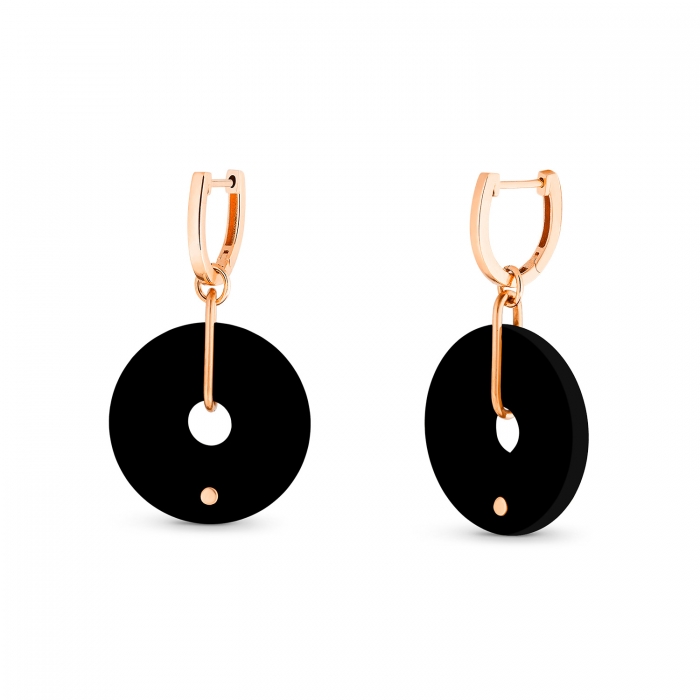 Boucles d'Oreille Ginette NY DONUT ONYX HOOPS