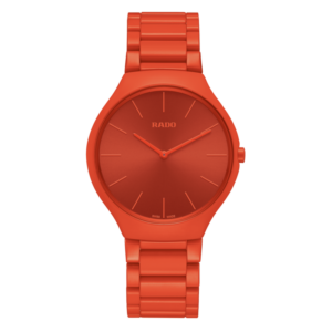 Rado True Thinline Les Couleurs™ Le Corbusier Powerful Orange Quartz Watch Ceramic Strap 39MM
