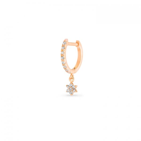 Boucle d'Oreille Ginette NY Be Mine Star Solo Diamond Hoop Or Rose