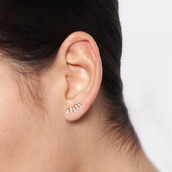 Boucle d'Oreille Ginette NY Be Mine Diamond Strip Solo Left Arc Earring Or Rose
