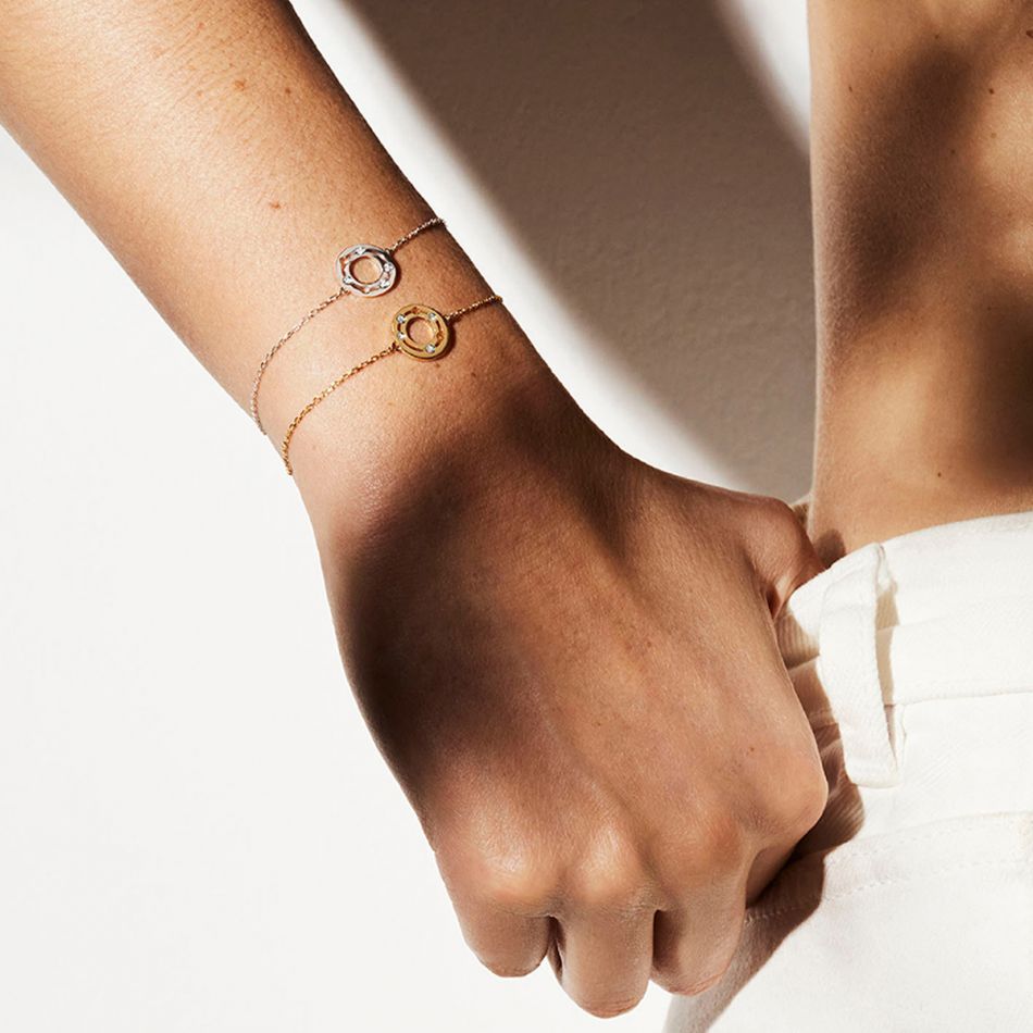 Bracelet Dinh Van Pulse White Gold And Diamonds On Chain Daniel