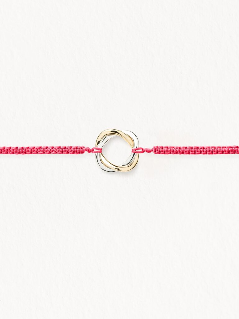 Bracelet Tressé Blanc Avec Chaîne Or Et Cristaux Type Diamant - Modèle 687 - Occasion En Très Bon état