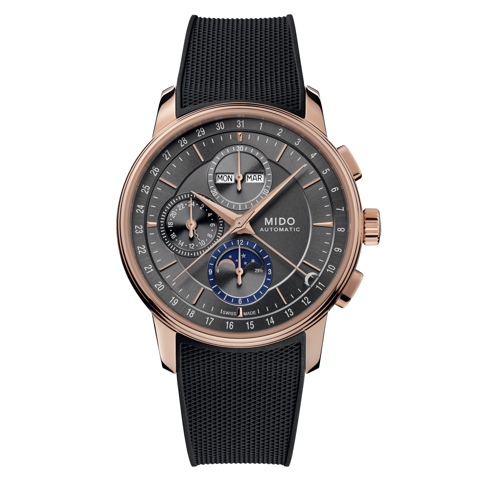 Watch Mido Baroncelli Chronograph Moonphase Auto Cadran Gris 
